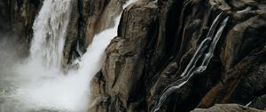 Preview wallpaper waterfall, rocks, cliff, stream, water