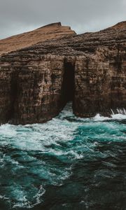 Preview wallpaper waterfall, rocks, current, foam, vatnavegur, faroe islands