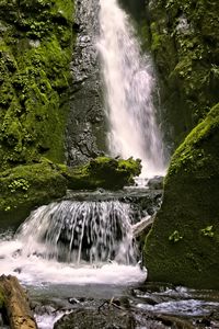 Preview wallpaper waterfall, rocks, landscape, splashes