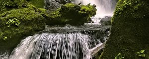 Preview wallpaper waterfall, rocks, landscape, splashes