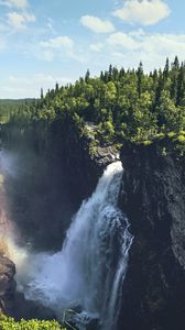 Preview wallpaper waterfall, rocks, landscape, nature, forest