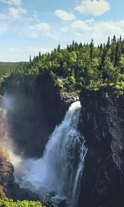 Preview wallpaper waterfall, rocks, landscape, nature, forest