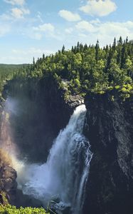 Preview wallpaper waterfall, rocks, landscape, nature, forest