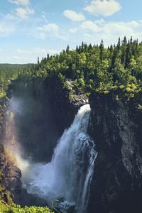 Preview wallpaper waterfall, rocks, landscape, nature, forest