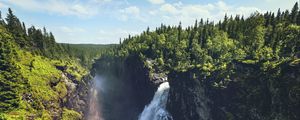 Preview wallpaper waterfall, rocks, landscape, nature, forest