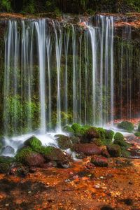 Preview wallpaper waterfall, rocks, landscape, nature, wet