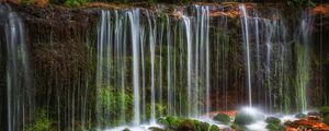 Preview wallpaper waterfall, rocks, landscape, nature, wet