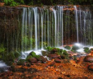 Preview wallpaper waterfall, rocks, landscape, nature, wet