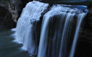 Preview wallpaper waterfall, rocks, landscape, shadow