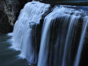 Preview wallpaper waterfall, rocks, landscape, shadow