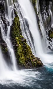 Preview wallpaper waterfall, rocks, moss, water, stream