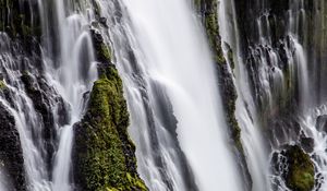 Preview wallpaper waterfall, rocks, moss, water, stream