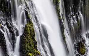 Preview wallpaper waterfall, rocks, moss, water, stream