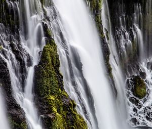 Preview wallpaper waterfall, rocks, moss, water, stream