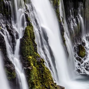 Preview wallpaper waterfall, rocks, moss, water, stream