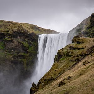 Preview wallpaper waterfall, rocks, mountain, landscape, nature