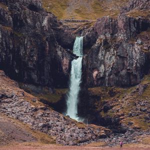 Preview wallpaper waterfall, rocks, mountains