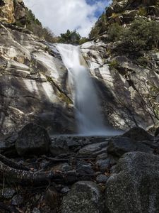 Preview wallpaper waterfall, rocks, nature, landscape, stones