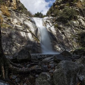 Preview wallpaper waterfall, rocks, nature, landscape, stones