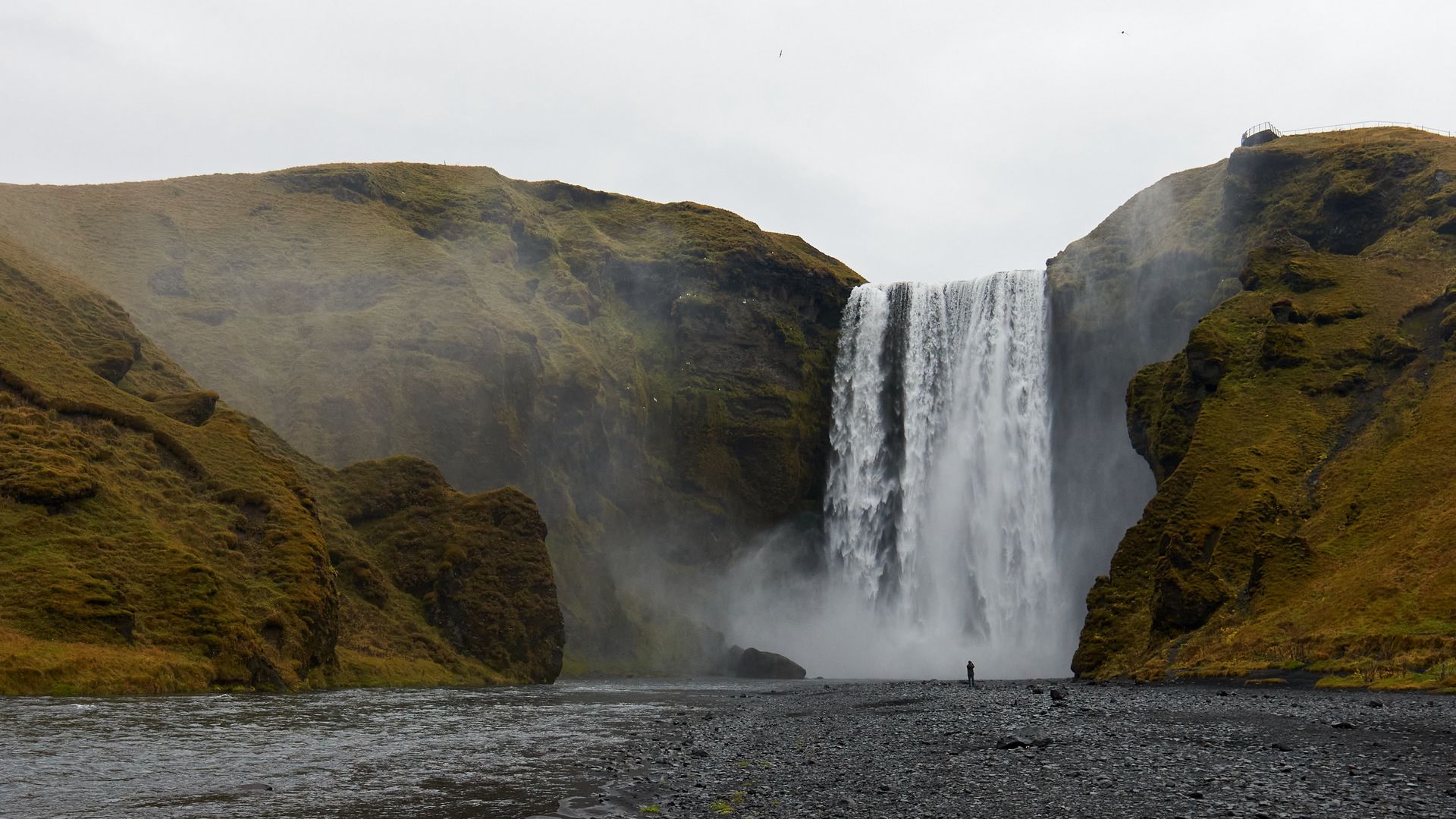 Download wallpaper 1920x1080 waterfall, rocks, pebbles, steam full hd ...