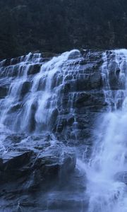 Preview wallpaper waterfall, rocks, precipice, water
