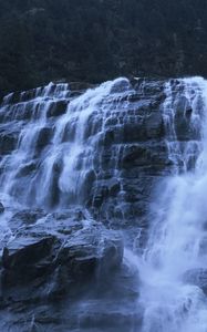 Preview wallpaper waterfall, rocks, precipice, water