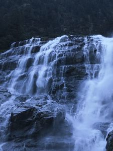 Preview wallpaper waterfall, rocks, precipice, water