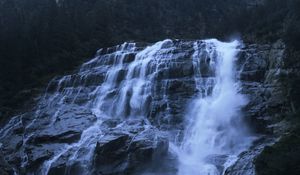 Preview wallpaper waterfall, rocks, precipice, water