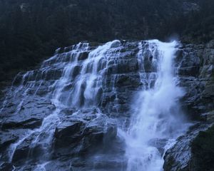 Preview wallpaper waterfall, rocks, precipice, water