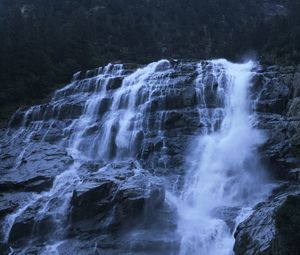 Preview wallpaper waterfall, rocks, precipice, water