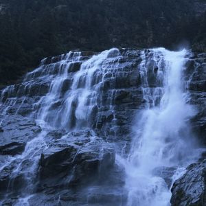 Preview wallpaper waterfall, rocks, precipice, water
