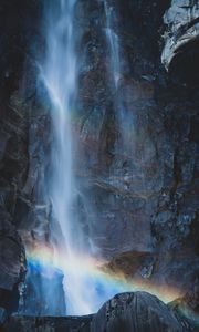 Preview wallpaper waterfall, rocks, rainbow, nature