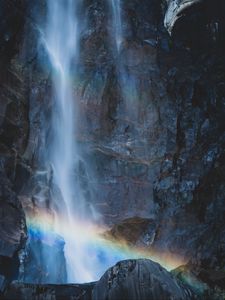 Preview wallpaper waterfall, rocks, rainbow, nature