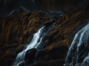 Preview wallpaper waterfall, rocks, relief, water, stream