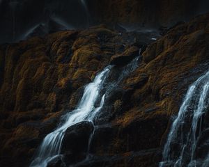 Preview wallpaper waterfall, rocks, relief, water, stream
