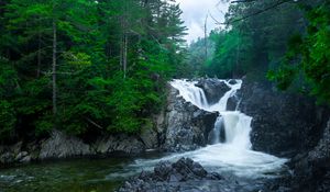 Preview wallpaper waterfall, rocks, river, splash