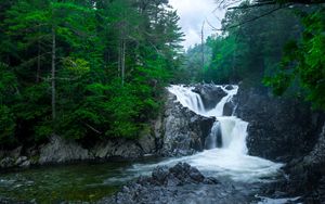 Preview wallpaper waterfall, rocks, river, splash