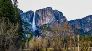 Preview wallpaper waterfall, rocks, river, trees