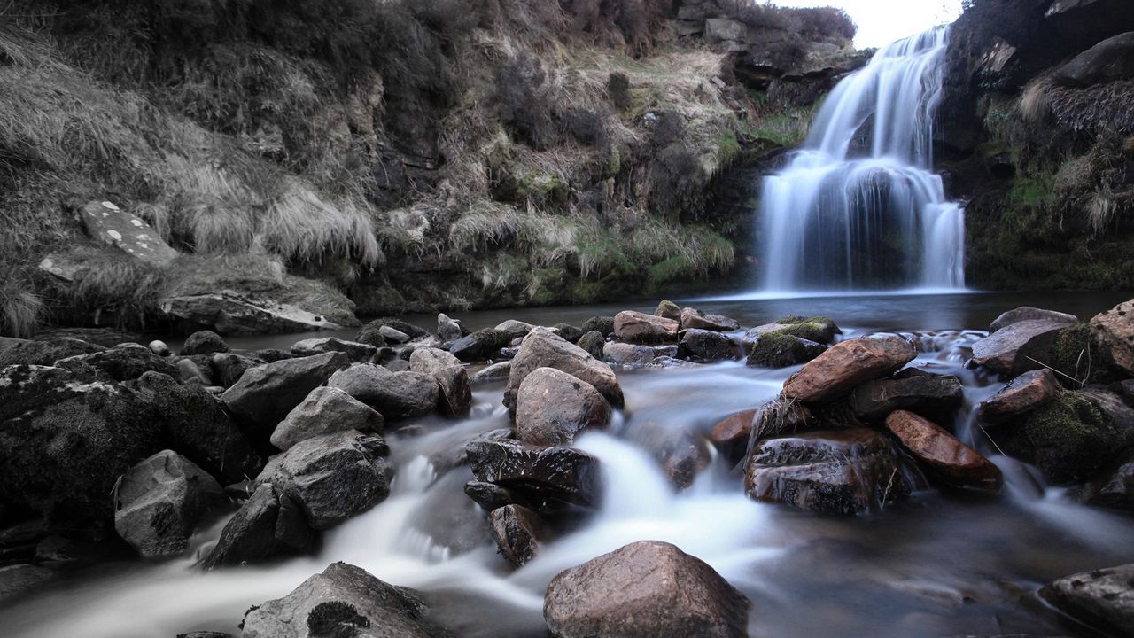 Wallpaper waterfall, rocks, river