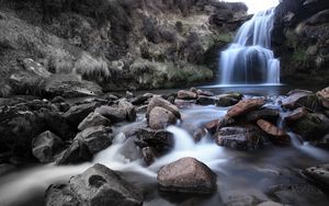 Preview wallpaper waterfall, rocks, river