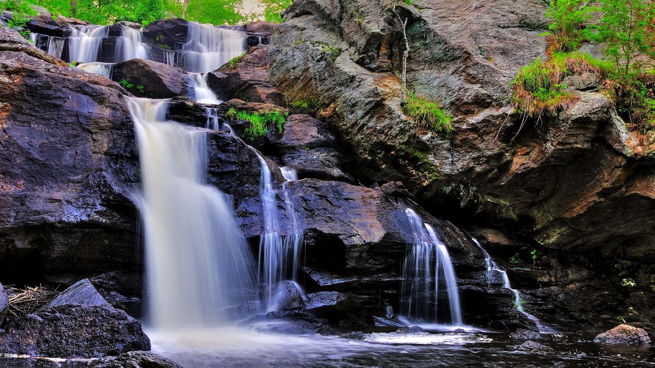 Wallpaper waterfall, rocks, river, landscape