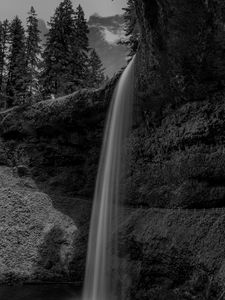 Preview wallpaper waterfall, rocks, splashes, dark