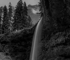 Preview wallpaper waterfall, rocks, splashes, dark