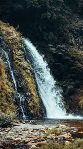 Preview wallpaper waterfall, rocks, stones, landscape, nature