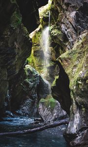 Preview wallpaper waterfall, rocks, stones, moss