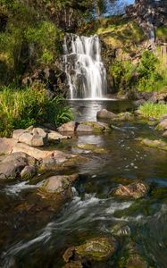 Preview wallpaper waterfall, rocks, stones, stream, flow