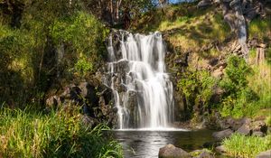 Preview wallpaper waterfall, rocks, stones, stream, flow