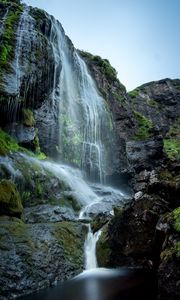 Preview wallpaper waterfall, rocks, stones, cliff, water