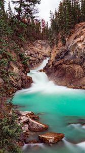 Preview wallpaper waterfall, rocks, stones, stream, landscape