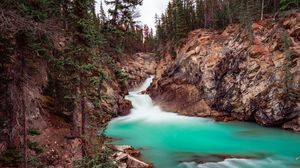 Preview wallpaper waterfall, rocks, stones, stream, landscape